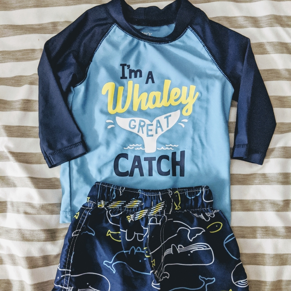 Rash guard shirt and swim shorts